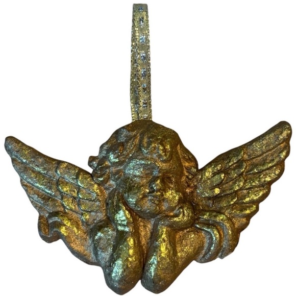 Vintage Gold Ornament Handmade Christmas Ornament Angel Cherub Victorian Luxury - Picture 8 of 11